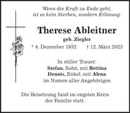 Traueranzeige Therese Ableitner