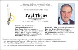 Traueranzeige Paul Thöne