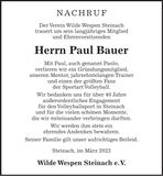 Traueranzeige Paul Bauer