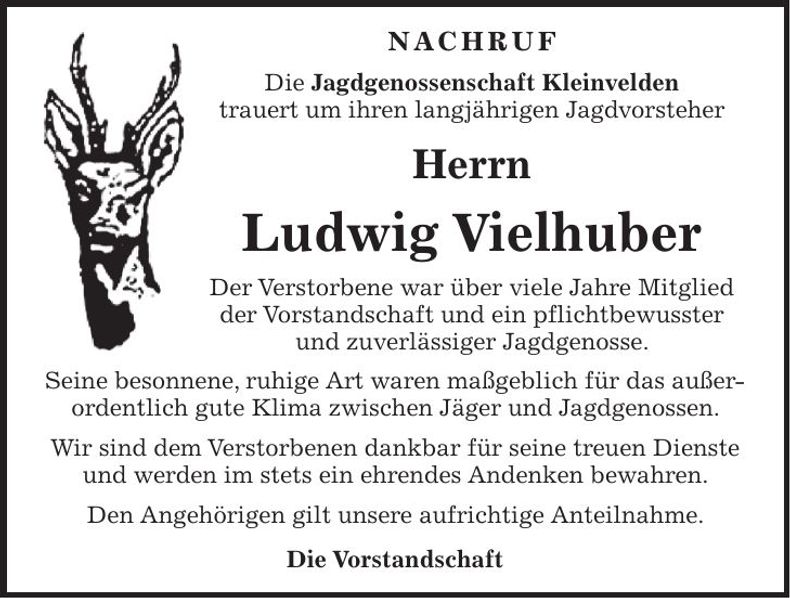 Traueranzeige Ludwig Vielhuber