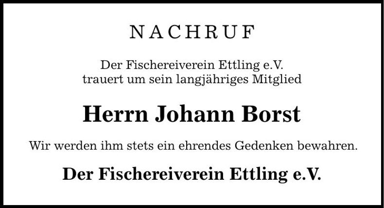 Traueranzeige Johann Borst