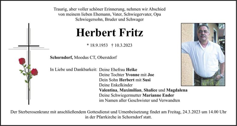 Traueranzeige Herbert Fritz