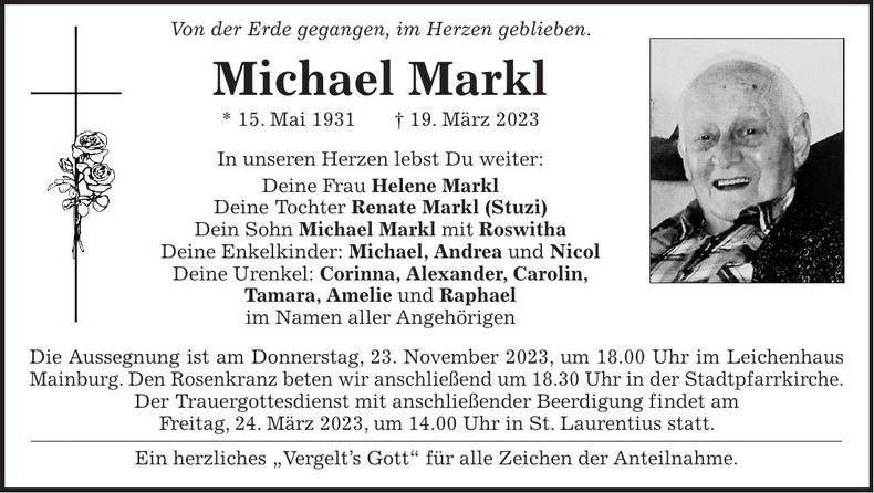 Traueranzeige Michael Markl