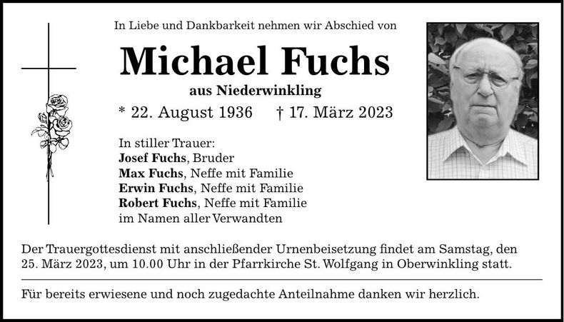 Traueranzeige Michael Fuchs