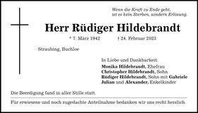 Traueranzeige Rüdiger Hildebrandt