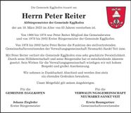 Traueranzeige Peter Reiter
