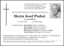 Traueranzeige Josef Probst