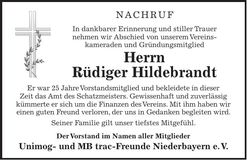 Traueranzeige Rüdiger Hildebrandt
