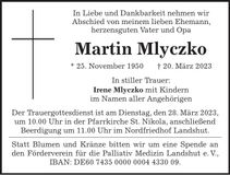 Traueranzeige Martin Mlyczko