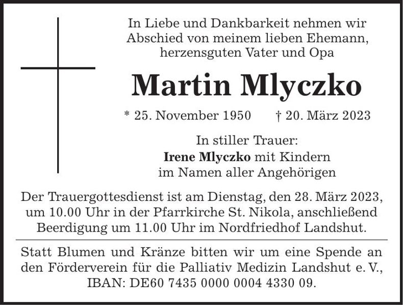 Traueranzeige Martin Mlyczko