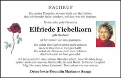 Traueranzeige Elfriede Fiebelkorn