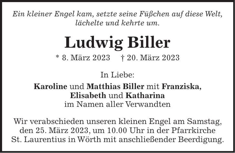 Traueranzeige Ludwig Biller