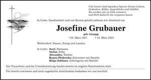 Traueranzeige Josefine Grubauer