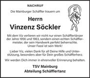 Traueranzeige Vinzenz Söckler