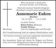 Traueranzeige Annemarie Euken