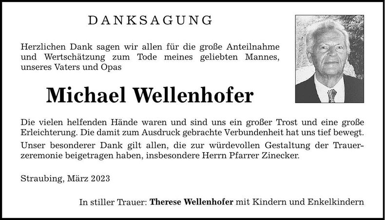 Traueranzeige Michael Wellenhofer