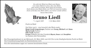 Traueranzeige Bruno Liedl