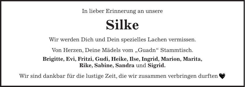 Traueranzeige Silke Forster