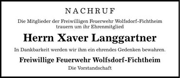 Traueranzeige Xaver Langgartner