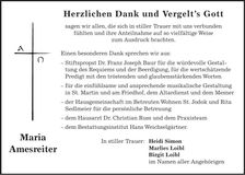 Traueranzeige Maria Amesreiter
