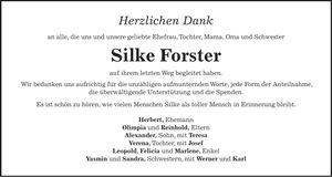 Traueranzeige Silke Forster