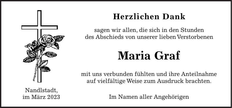 Traueranzeige Maria Graf