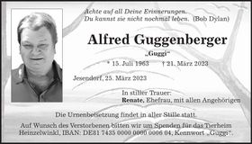 Traueranzeige Alfred Guggenberger