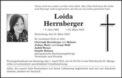 Traueranzeige Loida Herrnberger