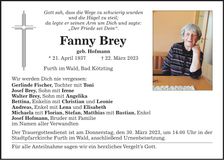 Traueranzeige Fanny Brey