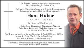 Traueranzeige Hans Huber