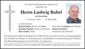 Traueranzeige Ludwig Babel