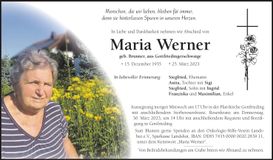 Traueranzeige Maria Werner