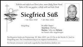 Traueranzeige Siegfried Süß