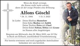 Traueranzeige Alfons Göschl