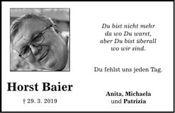 Traueranzeige Horst Baier