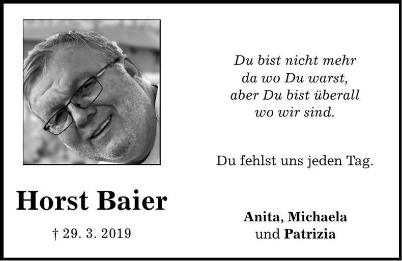 Traueranzeige Horst Baier
