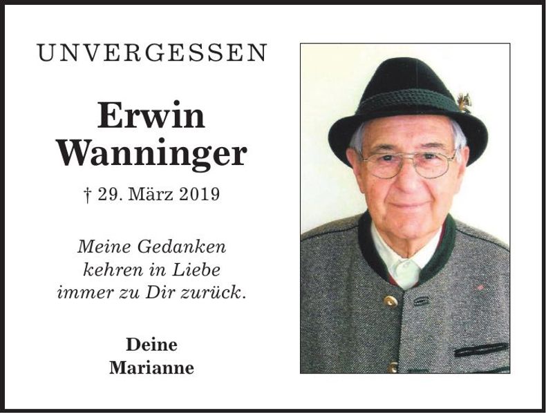 Traueranzeige Erwin Wanninger