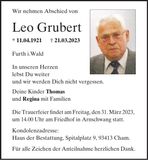 Traueranzeige Leo Grubert