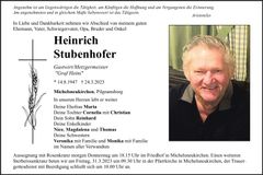 Traueranzeige Heinrich Stubenhofer
