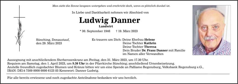 Traueranzeige Ludwig Danner
