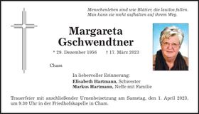 Traueranzeige Margareta Gschwendtner