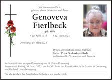 Traueranzeige Genoveva Fierlbeck