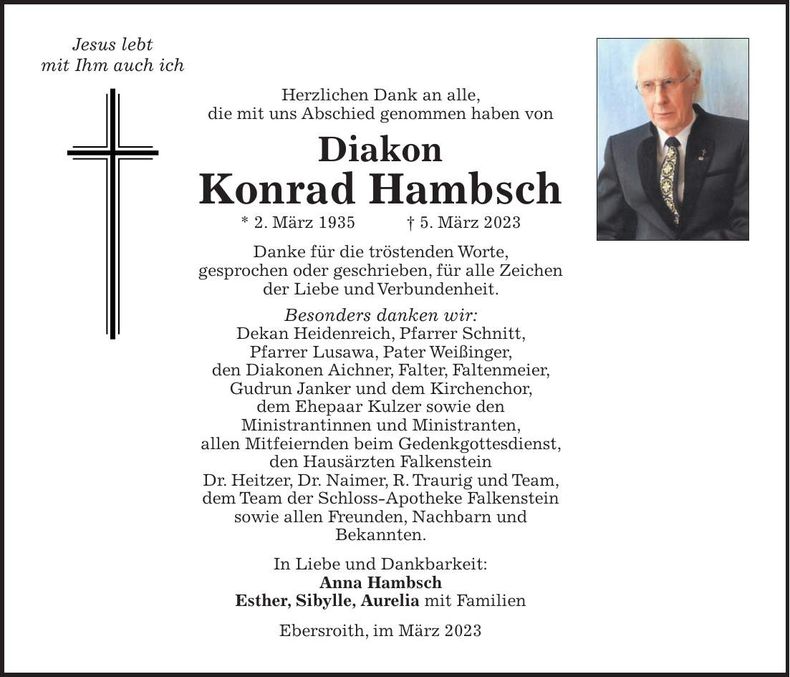 Traueranzeige Konrad Hambsch