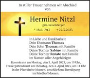 Traueranzeige Hermine Nitzl