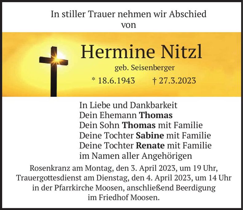 Traueranzeige Hermine Nitzl