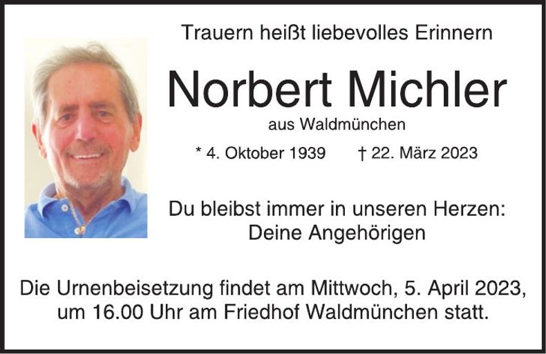Traueranzeige Norbert Michler