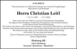Traueranzeige Christian Leitl