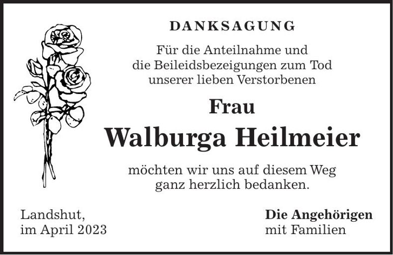 Traueranzeige Walburga Heilmeier