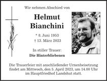 Traueranzeige Helmut Bianchini
