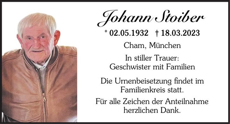 Traueranzeige Johann Stoiber